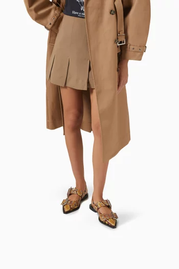 Feminine Buckle Ballet Flats in Faux Snake-print Leather