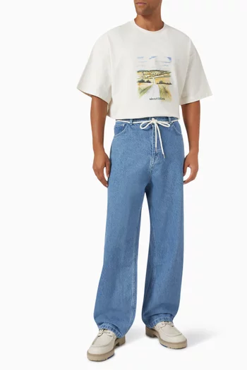 بنطال جينز بقصة فضفاضة دينم