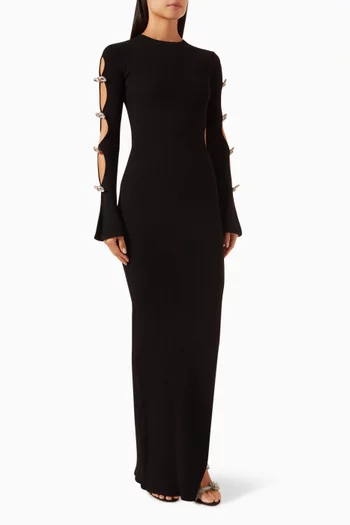 Cut-out Crystal Bow Maxi Dress