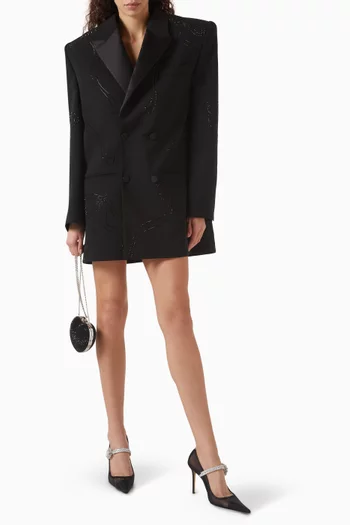 Embellished Blazer Dress in Virgin Wool Blend