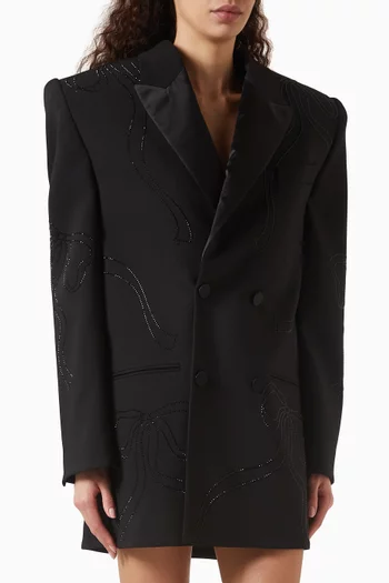 Embellished Blazer Dress in Virgin Wool Blend