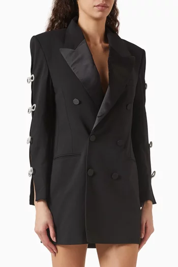 Crystal-bow Blazer Dress in Virgin Wool Blend