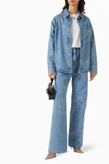 Crystal Ribbon Jacket in Denim