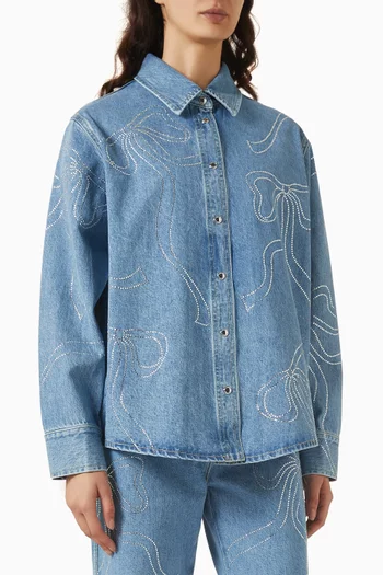 Crystal Ribbon Jacket in Denim
