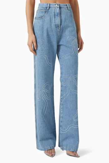 Crystal Ribbon High-rise Jeans