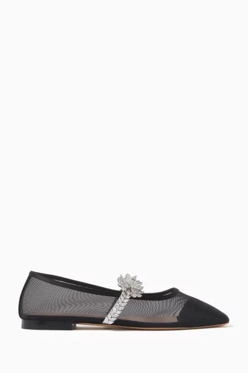 Crystal Lotus Ballet Flats in Mesh