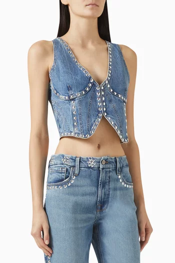 Studded Vest in Denim