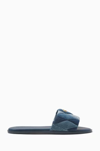 Holly Quilted Sandals in Patchwork Denim