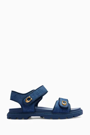 Brynn Logo Sandals in Denim
