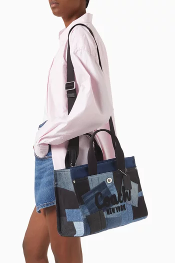 Cargo Tote Bag in Patchwork Denim