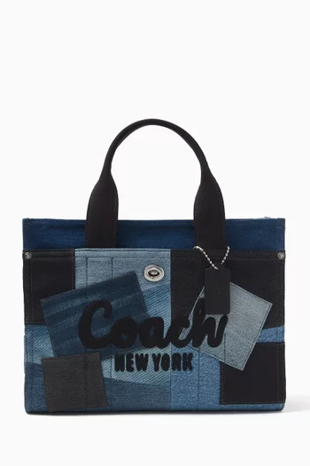 Cargo Tote Bag in Patchwork Denim