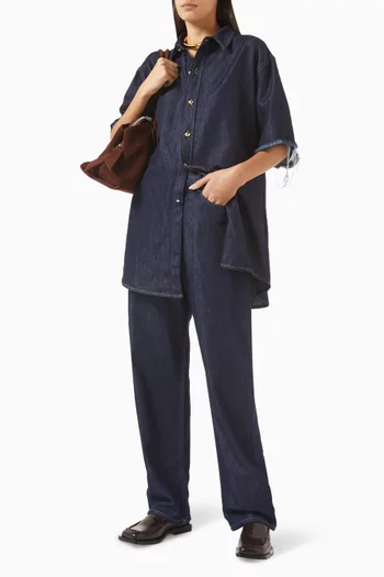 Tina Frayed Shirt in Denim