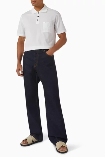 Jacquard Pocket Polo Shirt in Cotton Pique