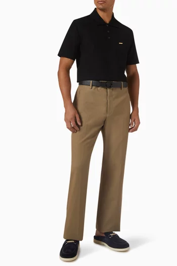 Jacquard Pocket Polo Shirt in Cotton Pique