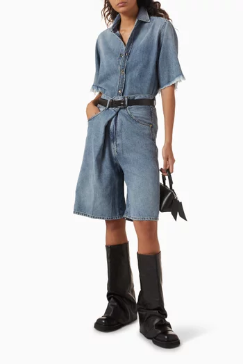 Ines Fold-over Shorts in Tencel Denim