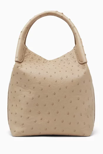 Small Bale Bucket Bag in Ostrich Leather