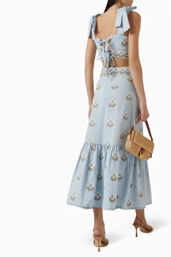 Begum Embroidered Crop Top in Linen