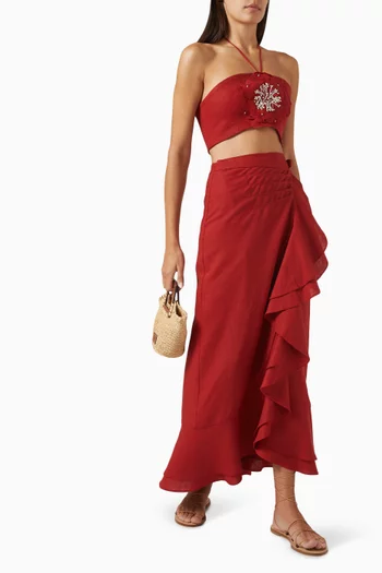 Golestan Ruffle Skirt in Linen