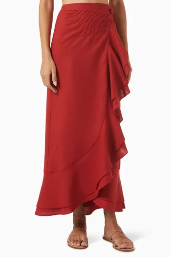 Golestan Ruffle Skirt in Linen