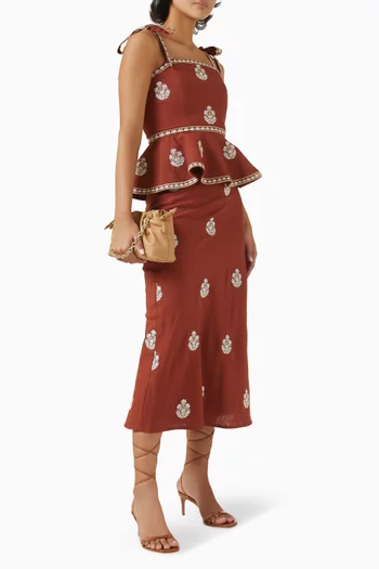 Mina Embroidered Top in Linen