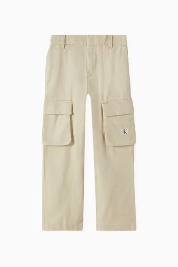 Wide Cargo Trousers in Twill