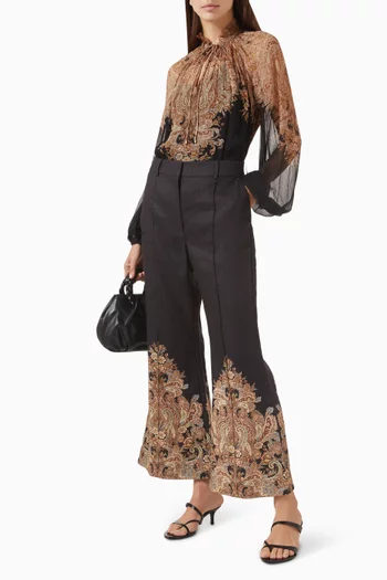 Dawning Cropped Flare Pants in Linen