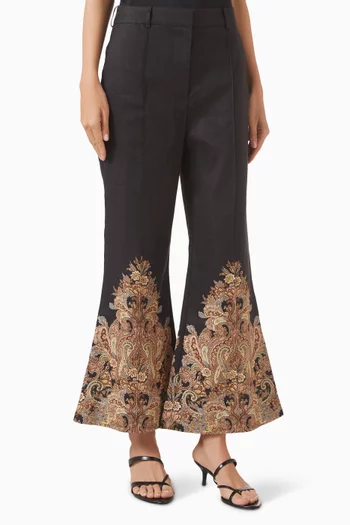 Dawning Cropped Flare Pants in Linen