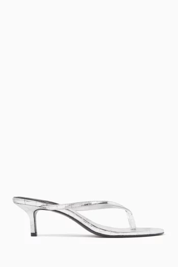 Tash 50 Mule Sandals in Metallic Leather