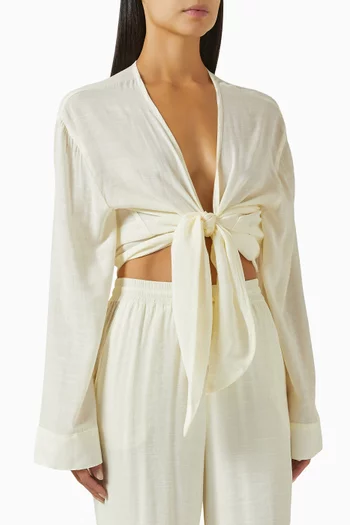 Tahiti Self-tie Crop Top in Viscose-blend