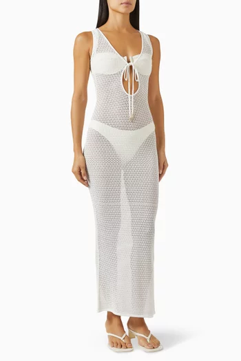Monte Carlo Tie Maxi Dress in Crochet-knit