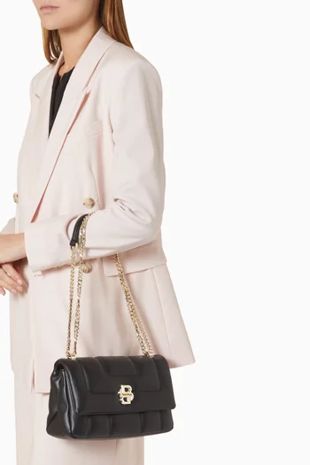 Double B Monogram Quilted Shoulder Bag in Faux Leather