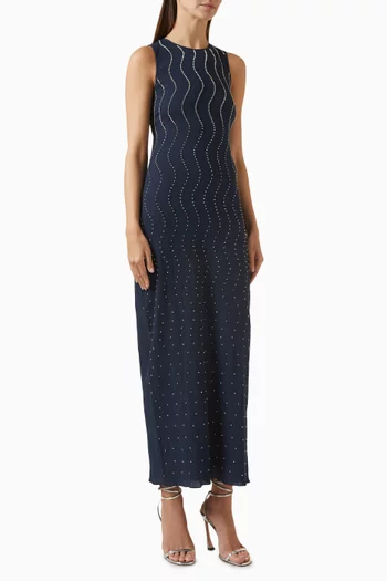 Ravia Rhinestone Open-back Maxi Dress in Cotton
