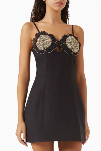Ruccelis Embroidered Mini Dress in Linen