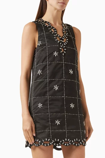 Ragae Rhinestone Mini Dress in Satin