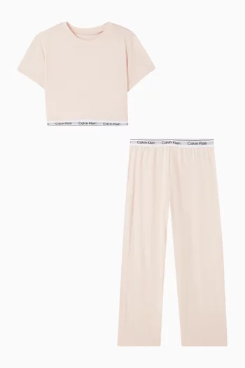 طقم بيجاما بشعار الماركة قطن