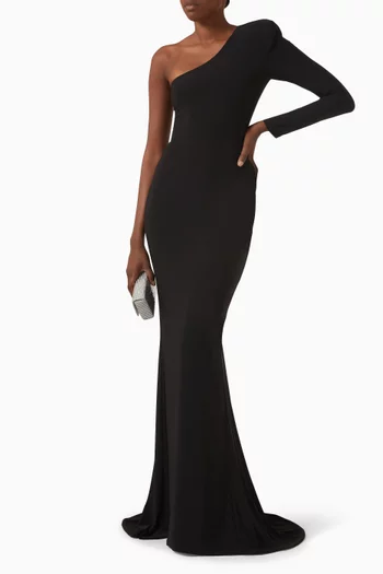 Late Queen One-shoulder Gown in Stretch-jersey