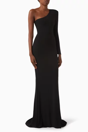 Late Queen One-shoulder Gown in Stretch-jersey