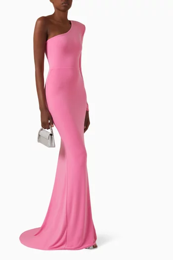 Late Queen One-shoulder Gown in Stretch-jersey
