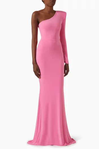 Late Queen One-shoulder Gown in Stretch-jersey