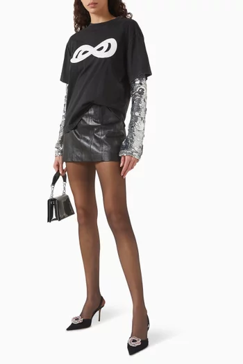 Sequin-sleeve T-shirt in Jersey