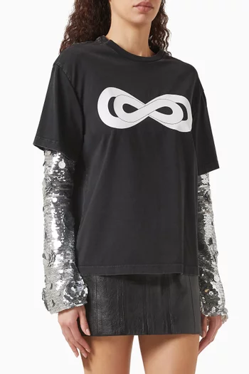 Sequin-sleeve T-shirt in Jersey