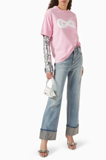 Sequin-sleeve T-shirt in Jersey