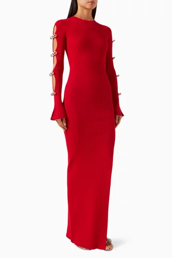 Cut-out Crystal Bow Maxi Dress