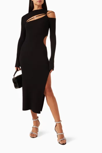 Cut-Out Midi Dress in Stretch Viscose-knit