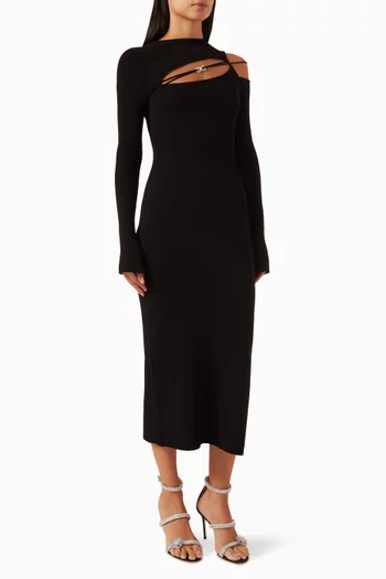 Cut-Out Midi Dress in Stretch Viscose-knit