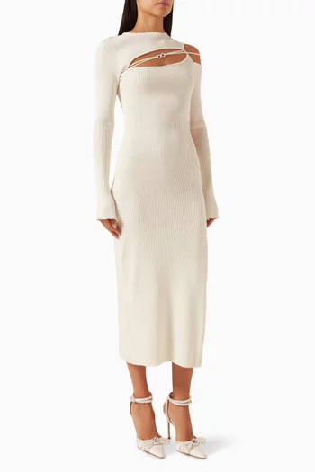 Cut-Out Midi Dress in Viscose Blend