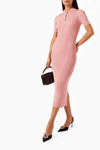 Crystal-button Knit Maxi Dress