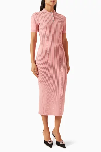 Crystal-button Knit Maxi Dress