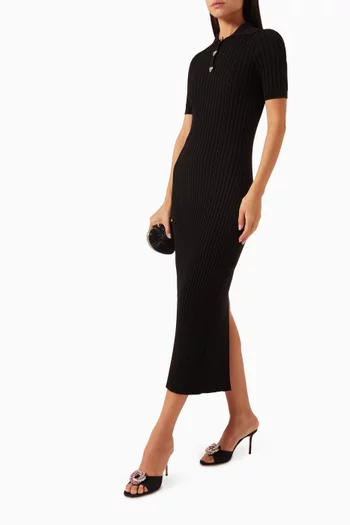 Crystal-button Knit Maxi Dress