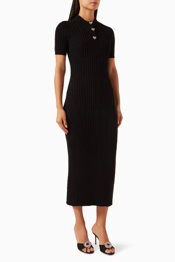 Crystal-button Knit Maxi Dress